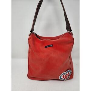 Vintage Tommy Hilfiger Red Canvas Shoulder Bag Purse Denim